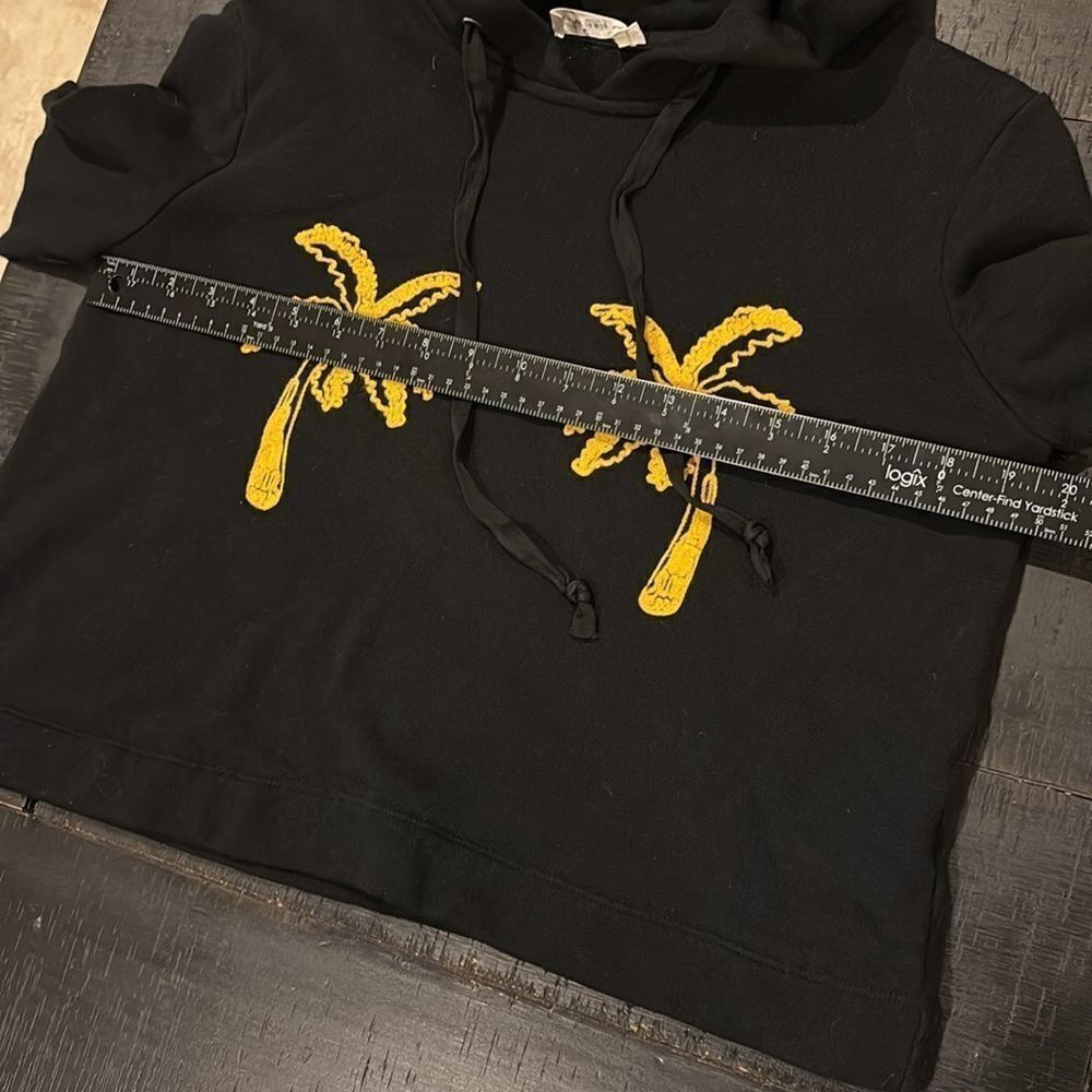 ALC Black Embroidered Gold Palm Trees Cropped Sweatshirt Size Small​​​​​​​ - Picture 8 of 11